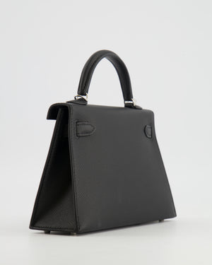 Hermès Mini Kelly II Bag in Noir Epsom Leather with Palladium Hardware