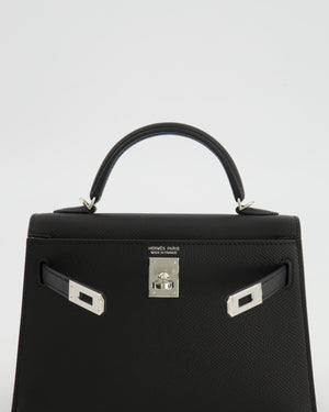 Hermès Mini Kelly II Bag in Noir Epsom Leather with Palladium Hardware