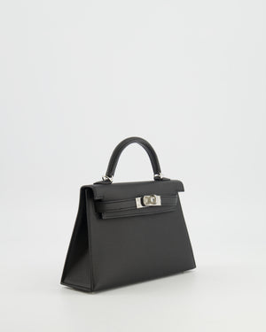 Hermès Mini Kelly II Bag in Noir Epsom Leather with Palladium Hardware