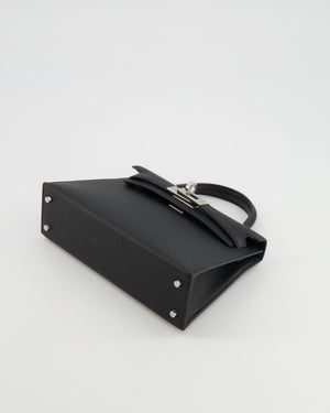 Hermès Mini Kelly II Bag in Noir Epsom Leather with Palladium Hardware