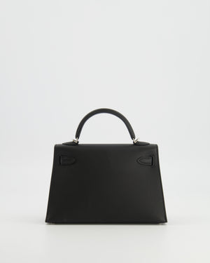 Hermès Mini Kelly II Bag in Noir Epsom Leather with Palladium Hardware