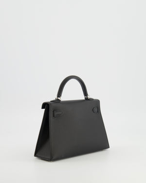 Hermès Mini Kelly II Bag in Noir Epsom Leather with Palladium Hardware