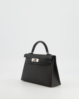 Hermès Mini Kelly II Bag in Noir Epsom Leather with Palladium Hardware