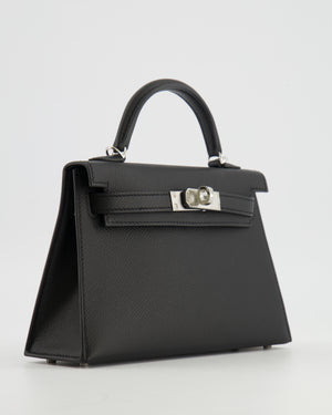 Hermès Mini Kelly II Bag in Noir Epsom Leather with Palladium Hardware