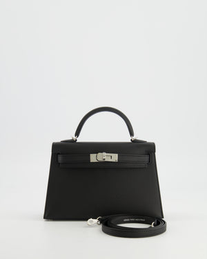 Hermès Mini Kelly II Bag in Noir Epsom Leather with Palladium Hardware