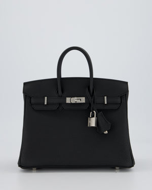 Hermès Birkin 25 Retourne Bag in Noir Togo Leather with Palladium Hardware