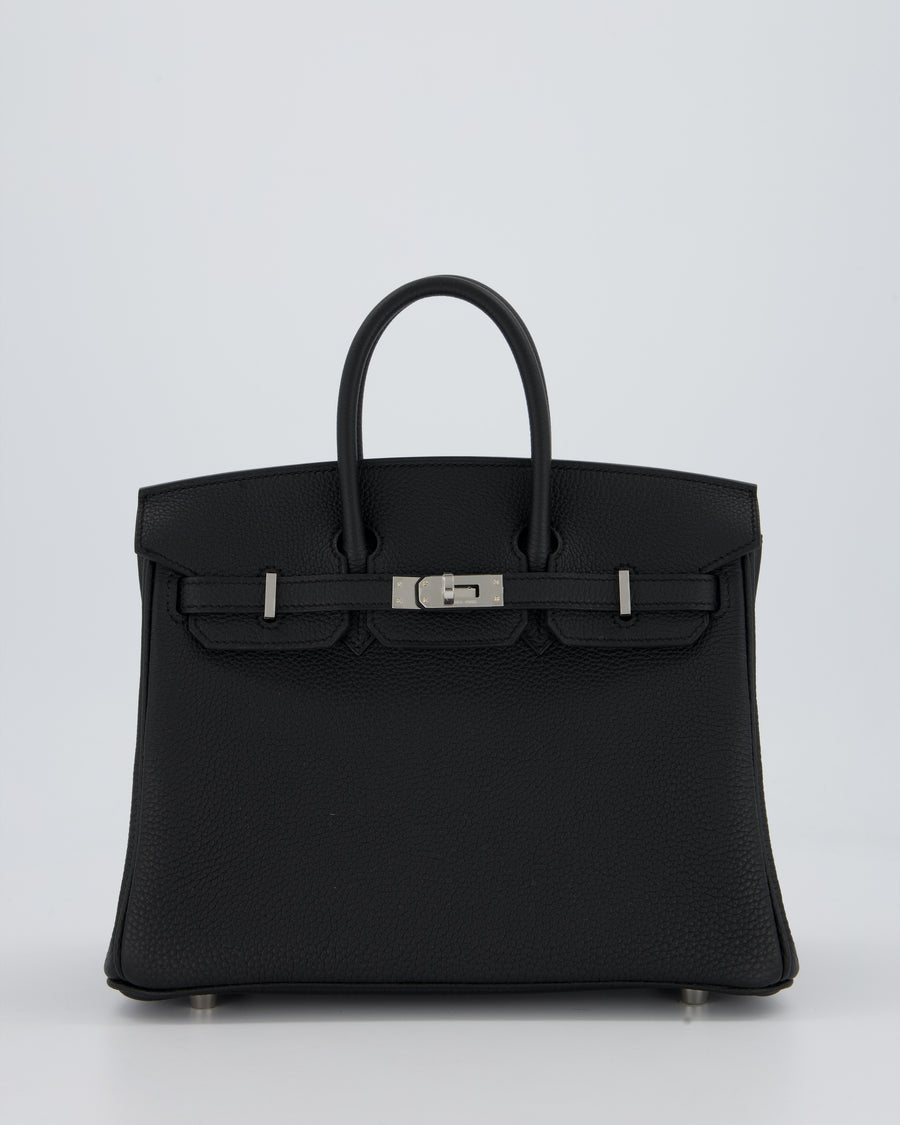 Hermès Birkin 25 Retourne Bag in Noir Togo Leather with Palladium Hardware