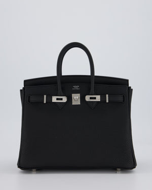 Hermès Birkin 25 Retourne Bag in Noir Togo Leather with Palladium Hardware