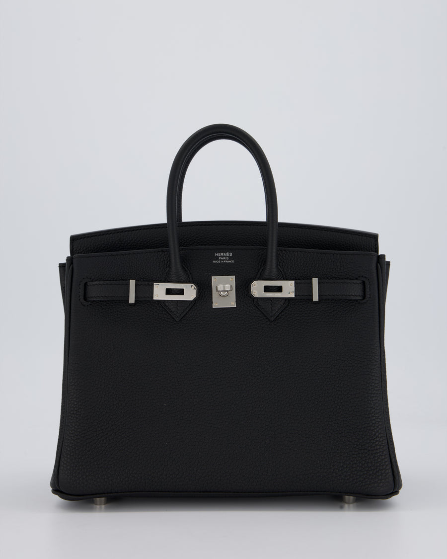 Hermès Birkin 25 Retourne Bag in Noir Togo Leather with Palladium Hardware