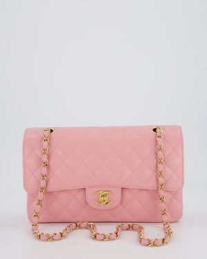 Chanel Bubblegum Pink Vintage Classic Medium Double Flap Bag in Caviar Leather with 24K Gold Hardware