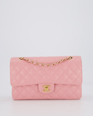 Chanel Bubblegum Pink Vintage Classic Medium Double Flap Bag in Caviar Leather with 24K Gold Hardware