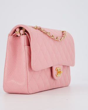 Chanel Bubblegum Pink Vintage Classic Medium Double Flap Bag in Caviar Leather with 24K Gold Hardware