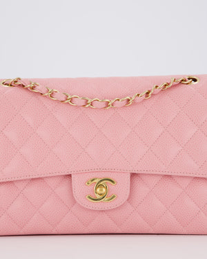 Chanel Bubblegum Pink Vintage Classic Medium Double Flap Bag in Caviar Leather with 24K Gold Hardware