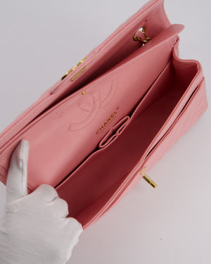 Chanel Bubblegum Pink Vintage Classic Medium Double Flap Bag in Caviar Leather with 24K Gold Hardware