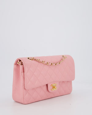 Chanel Bubblegum Pink Vintage Classic Medium Double Flap Bag in Caviar Leather with 24K Gold Hardware