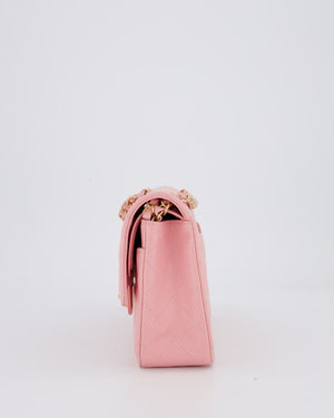 Chanel Bubblegum Pink Vintage Classic Medium Double Flap Bag in Caviar Leather with 24K Gold Hardware