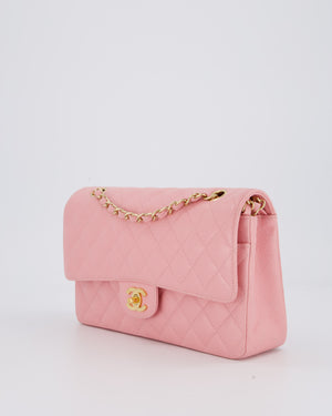 Chanel Bubblegum Pink Vintage Classic Medium Double Flap Bag in Caviar Leather with 24K Gold Hardware