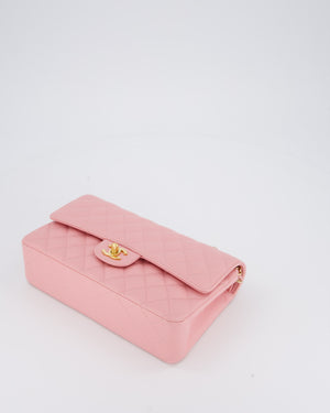 Chanel Bubblegum Pink Vintage Classic Medium Double Flap Bag in Caviar Leather with 24K Gold Hardware