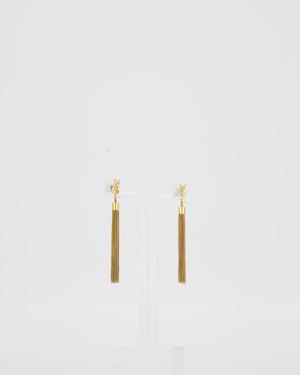 Saint Laurent Gold YSL Logo Pendant Earrings