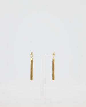 Saint Laurent Gold YSL Logo Pendant Earrings