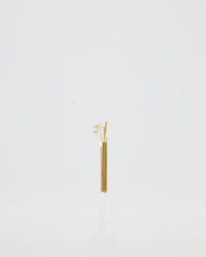 Saint Laurent Gold YSL Logo Pendant Earrings