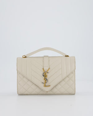 Saint Laurent Beige Envelope Small Bag in Lambskin Leather With Mixed Hardware