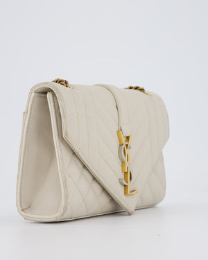 Saint Laurent Beige Envelope Small Bag in Lambskin Leather With Mixed Hardware