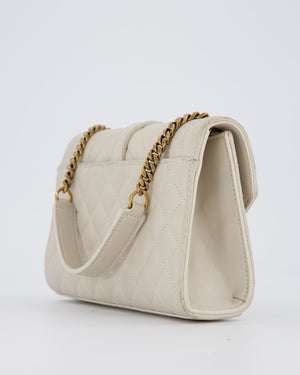 Saint Laurent Beige Envelope Small Bag in Lambskin Leather With Mixed Hardware