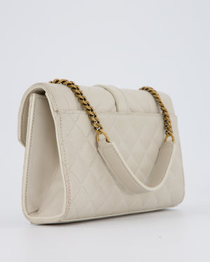 Saint Laurent Beige Envelope Small Bag in Lambskin Leather With Mixed Hardware