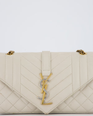 Saint Laurent Beige Envelope Small Bag in Lambskin Leather With Mixed Hardware
