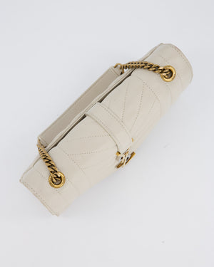 Saint Laurent Beige Envelope Small Bag in Lambskin Leather With Mixed Hardware