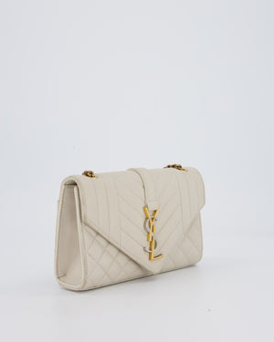Saint Laurent Beige Envelope Small Bag in Lambskin Leather With Mixed Hardware