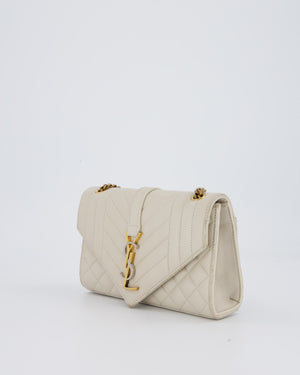 Saint Laurent Beige Envelope Small Bag in Lambskin Leather With Mixed Hardware