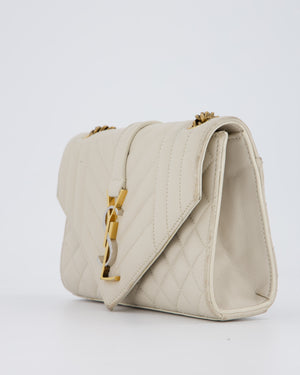 Saint Laurent Beige Envelope Small Bag in Lambskin Leather With Mixed Hardware