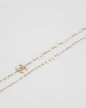 Chanel Gold With Pearls Long Necklace With CC Pearls Logo Details