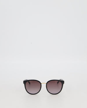 Bottega Veneta Black and Gold Hardware Sunglasses With Small Engraved Logo Detail