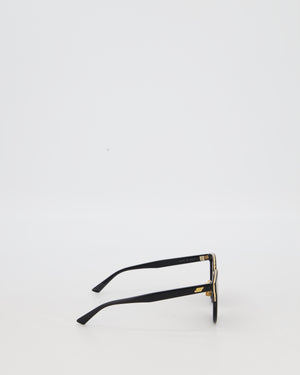 Bottega Veneta Black and Gold Hardware Sunglasses With Small Engraved Logo Detail