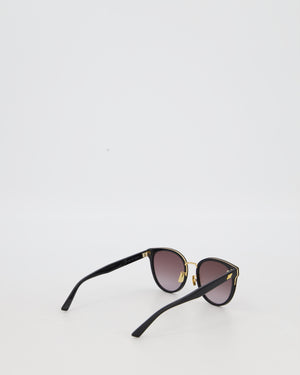 Bottega Veneta Black and Gold Hardware Sunglasses With Small Engraved Logo Detail