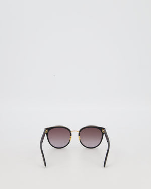 Bottega Veneta Black and Gold Hardware Sunglasses With Small Engraved Logo Detail