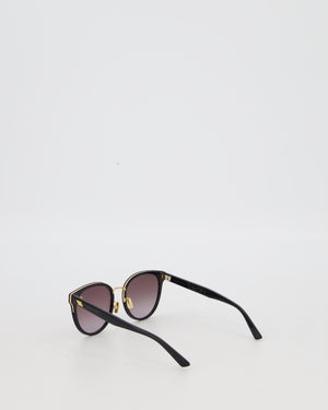 Bottega Veneta Black and Gold Hardware Sunglasses With Small Engraved Logo Detail