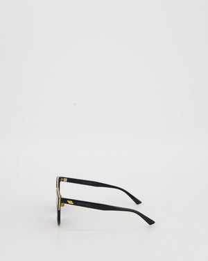 Bottega Veneta Black and Gold Hardware Sunglasses With Small Engraved Logo Detail
