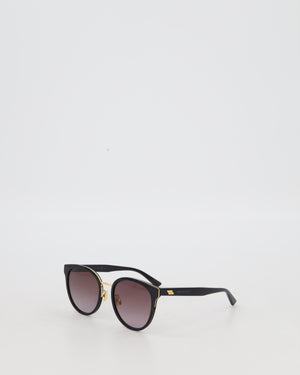 Bottega Veneta Black and Gold Hardware Sunglasses With Small Engraved Logo Detail