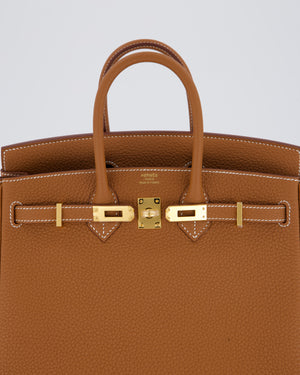 *HOT* Hermès Birkin 25 Retourne Bag in Gold Togo Leather with Gold Hardware