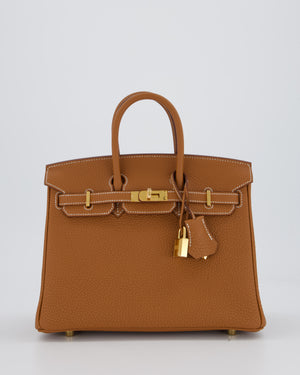 *HOT* Hermès Birkin 25 Retourne Bag in Gold Togo Leather with Gold Hardware