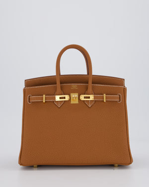 *HOT* Hermès Birkin 25 Retourne Bag in Gold Togo Leather with Gold Hardware
