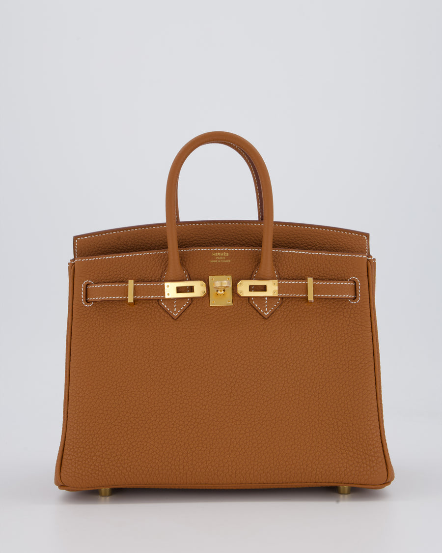 *HOT* Hermès Birkin 25 Retourne Bag in Gold Togo Leather with Gold Hardware