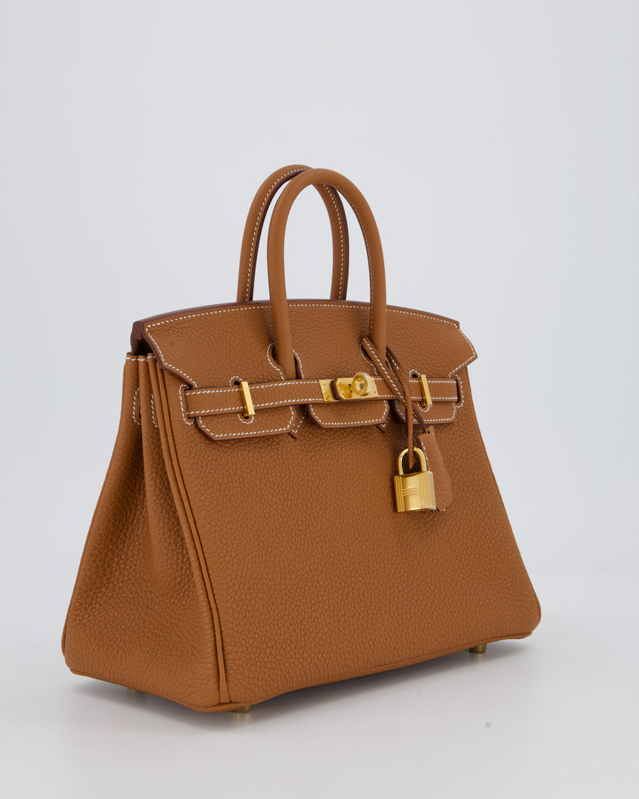 *HOT* Hermès Birkin 25 Retourne Bag in Gold Togo Leather with Gold Hardware