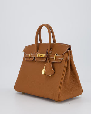 *HOT* Hermès Birkin 25 Retourne Bag in Gold Togo Leather with Gold Hardware