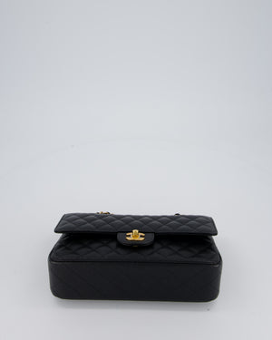 Chanel Black Classic Medium Double Flap Bag in Caviar Leather with Gold Hardware