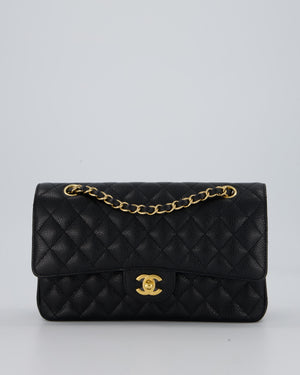Chanel Black Classic Medium Double Flap Bag in Caviar Leather with Gold Hardware